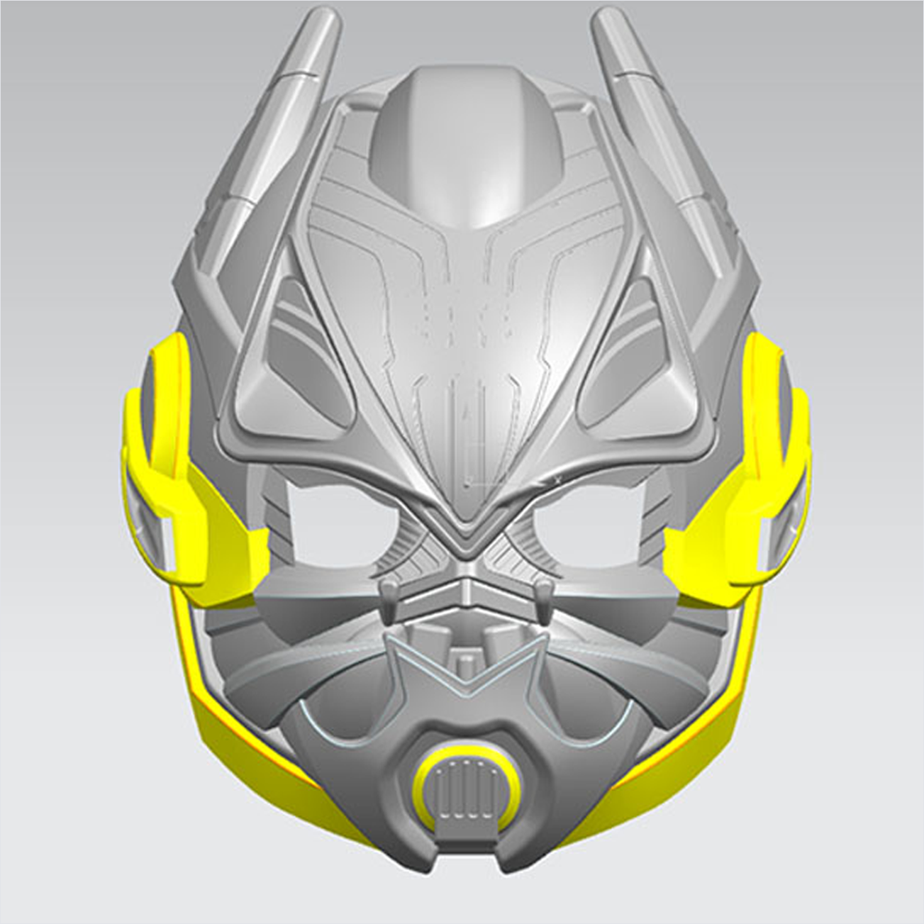 銀灰色帶黃色細(xì)節(jié)的工業(yè)模型