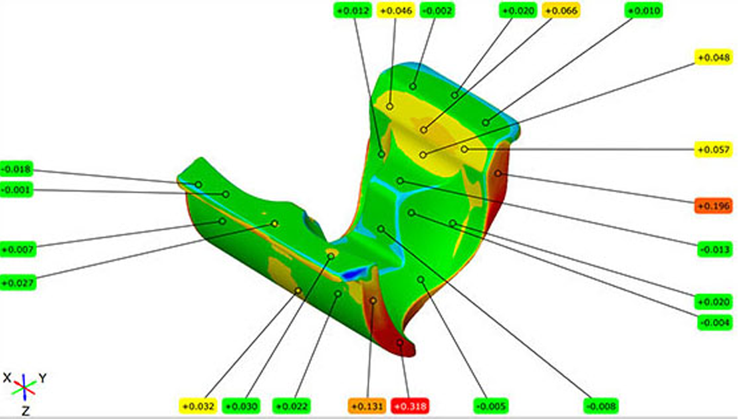 帶檢測標(biāo)記的綠色工業(yè)零件模型